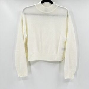 H&M Divided Cream Mock Neck Cropped Sweater Women's Size S